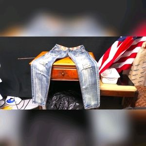 Men's Bleached Rip Up Jeans